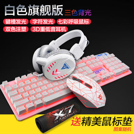 K59 gaming keyboard mouse headset three-piece suit usb desktop wired luminous keyboard and mouse suit