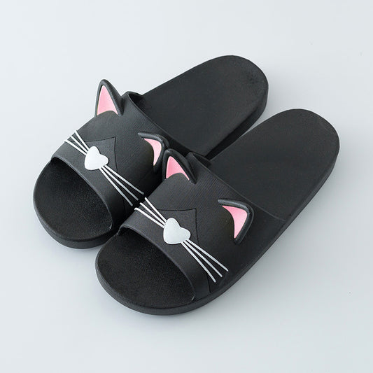 Women Slippers Cute Cartoon Cat Indoor Bathroom Animal Slipper Couples Slides Designer Flip Flops Soft Shoes