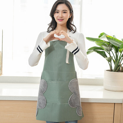 Hand-Wipe Apron for Cooking  Japanese Waterproof Oil-Proof Kitchen Fashionable Household Women'S Adult Apron Cooking Supplies