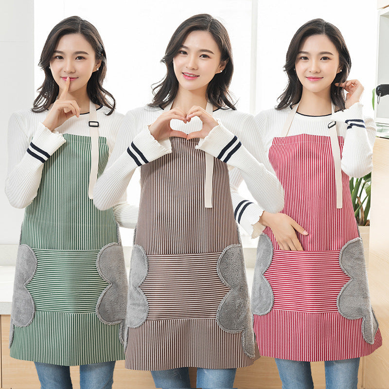 Hand-Wipe Apron for Cooking  Japanese Waterproof Oil-Proof Kitchen Fashionable Household Women'S Adult Apron Cooking Supplies