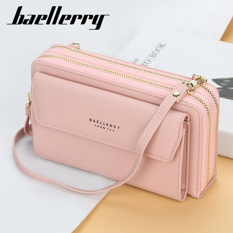 Ms. baellerry long wallet Korean version of double zipper large capacity diagonal bag female fashion all-match mobile phone bag