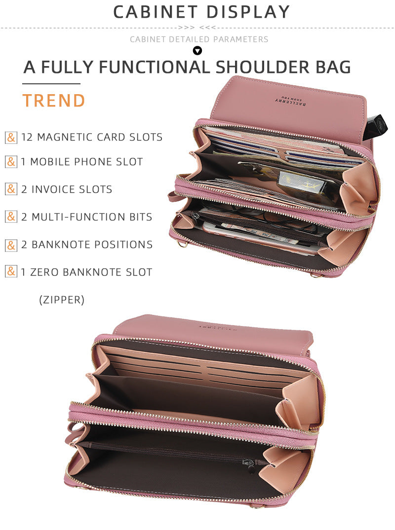 Ms. baellerry long wallet Korean version of double zipper large capacity diagonal bag female fashion all-match mobile phone bag