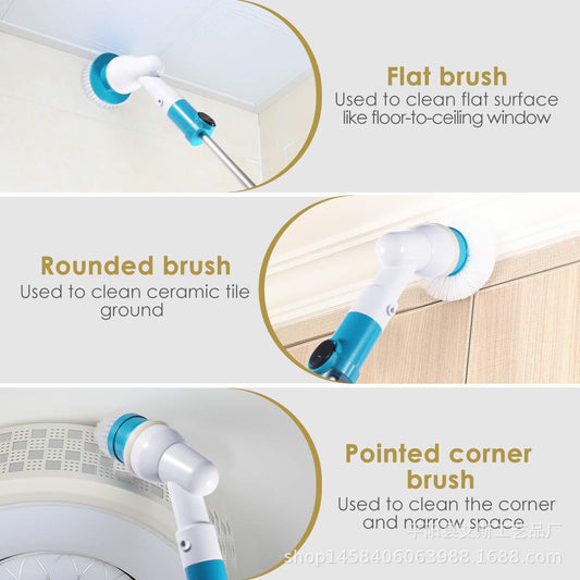 Wireless rechargeable electric cleaning brush with Long handle