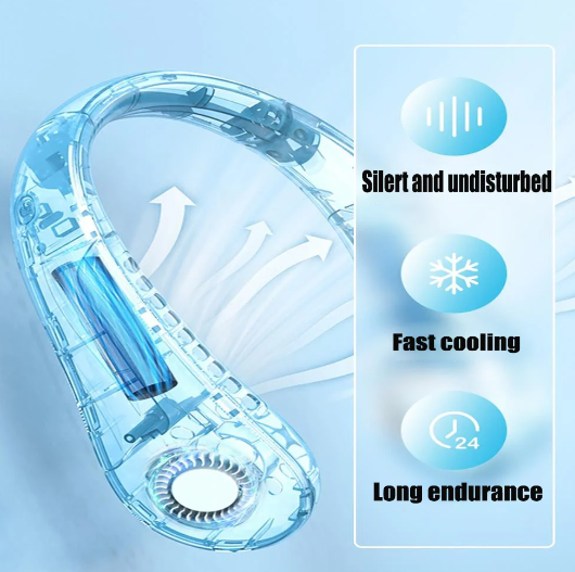 New home usb charging fan portable outdoor neck hanging small fan mini leafless fan neck hanging