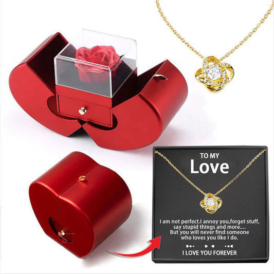 Red Apple Jewelry Box Necklace Gold Necklace