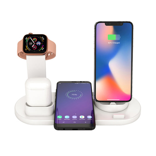 mobile phone wireless charger Bluetooth headset wireless charging desktop bracket six-in-one wireless charging