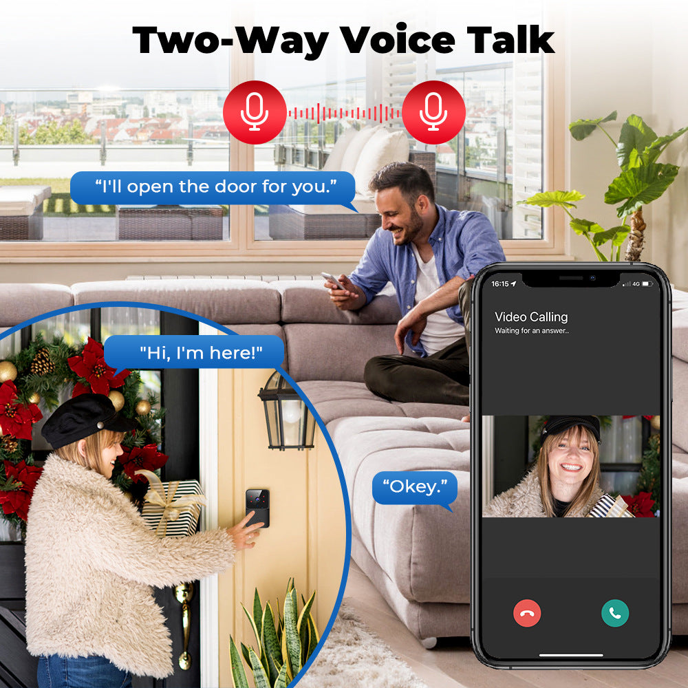 Wireless Smart WiFi Doorbell Two-way Voice Talk