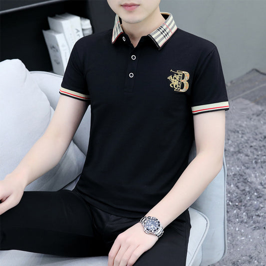 2024 Summer Elegance: Men’s Embroidered Cotton Polo